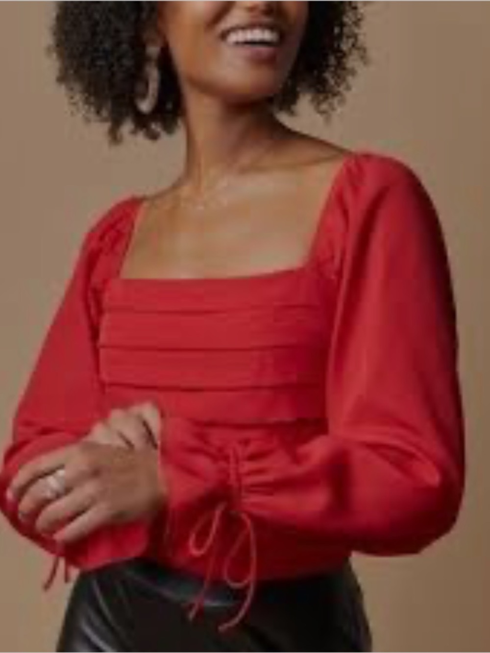 Audrey parks Paige Square-Neck Red Blouse